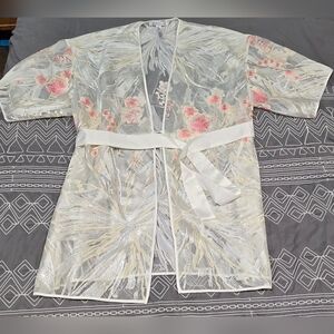 Rya Collection Tamara Embroidered Tie Waist Cover Up/Robe Size O/S